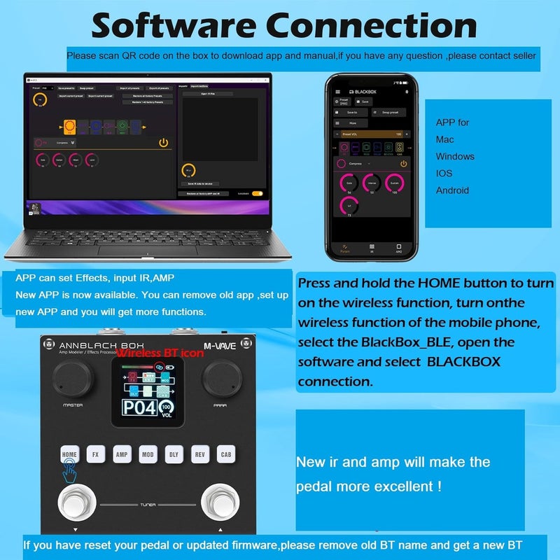M-VAVE صندوق دواسات متعدد التأثيرات الأسود من ANN - 80 إعدادات قابلة للتعديل مع تطبيق لإنشاء معلماتك وبطارية مدمجة - Image 5